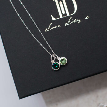 Double Silver Or Gold Swarovski Birthstone Necklace, 3 of 5