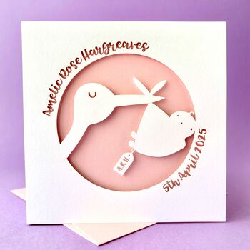 Stork Personalised New Baby Card, 3 of 5