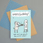Greedy Dog Cake Birthday Card, thumbnail 1 of 1
