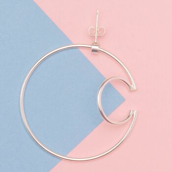 Sterling Silver Double Hoop Ear Cuff Stud Earrings, 4 of 7