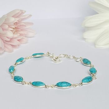 Solid Silver Bracelets With Natural Turquoise Gemstones, 2 of 4