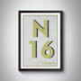 N16 Stoke Newington London Postcode Typography Print, thumbnail 8 of 11