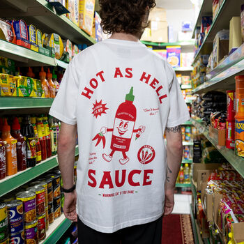 Hot Sauce Unisex Graphic T Shirt In White, 3 of 5