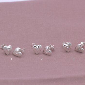 Sterling Silver Embedded Crystal Heart Stud Earrings, 3 of 7