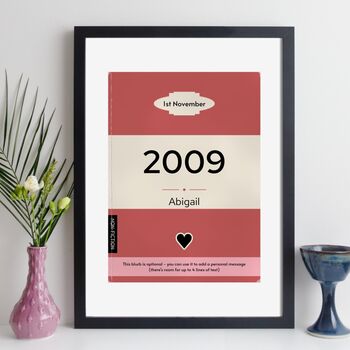Personalised 16th Birthday Print 2009 Book Cover Gift, 11 of 12