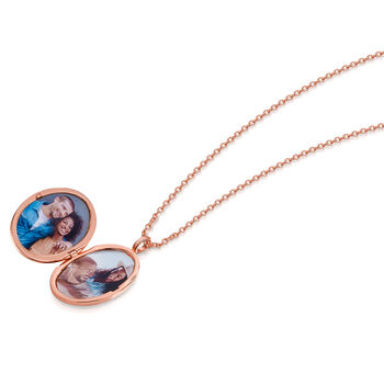 Large 18 K Rose Gold Plate Oval Clear Crystal Locket, 3 of 10