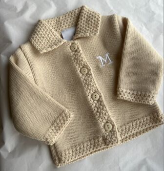 Personalised Beige Knitted Cardigan, 2 of 7