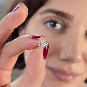 White Topaz April Daisy Sterling Silver Stud Earrings, 2 of 5