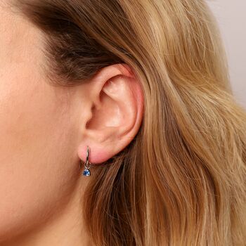 December Huggie Hoop Birthstone Charm Earrings, 4 of 4