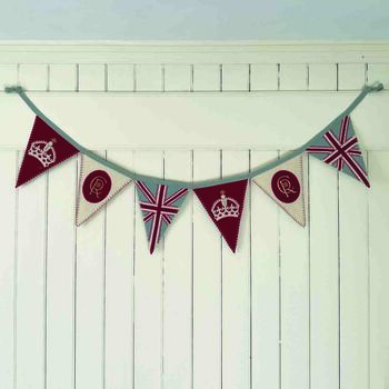 Union Jack Coronation Bunting In Hand Embroidered Wool, 4 of 5