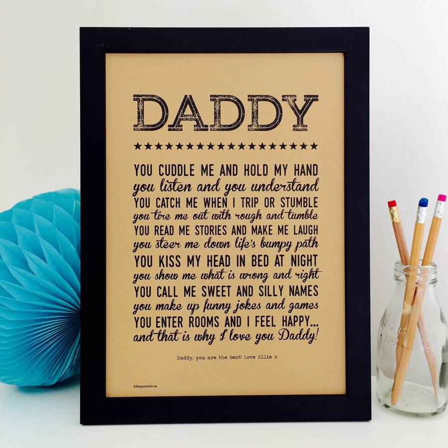 'why i love you daddy' poem print by bespoke verse | notonthehighstreet.com