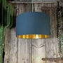 Petrol Cotton Lampshade With Gold Or Copper Foil Lining, thumbnail 3 of 10