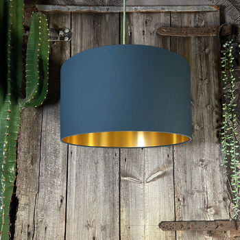 Petrol Cotton Lampshade With Gold Or Copper Foil Lining, 3 of 10