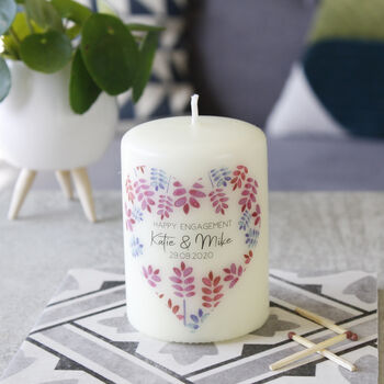 Floral Heart Happy Engagement Candle, 5 of 12