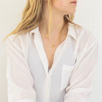 Gold Vermeil Bee Necklace With October Birthstone, 2 of 9