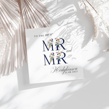 Personalised Navy Floral Wedding Card, 4 of 4