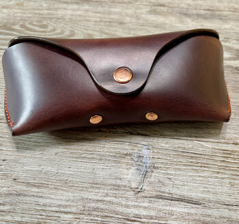 Chocolate Brown Personalised Leather Glasses Case, 6 of 10