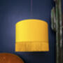 Yellow Velvet Lampshades With Gold Lining And Fringing, thumbnail 3 of 11