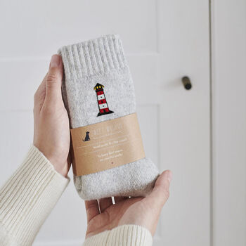 Lobster Wool Socks Embroidered Gift For Coastal Lovers, 7 of 12