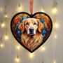 Golden Retriever Stained Glass Effect Heart Suncatcher, thumbnail 2 of 5