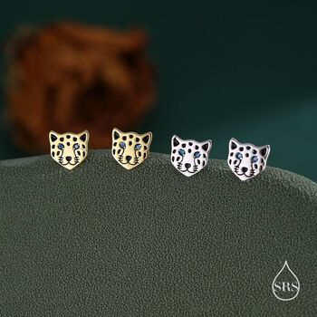 Leopard Stud Earrings In Sterling Silver, 4 of 12