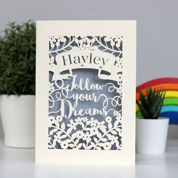 Personalised Papercut Follow Your Dreams Card, 4 of 12