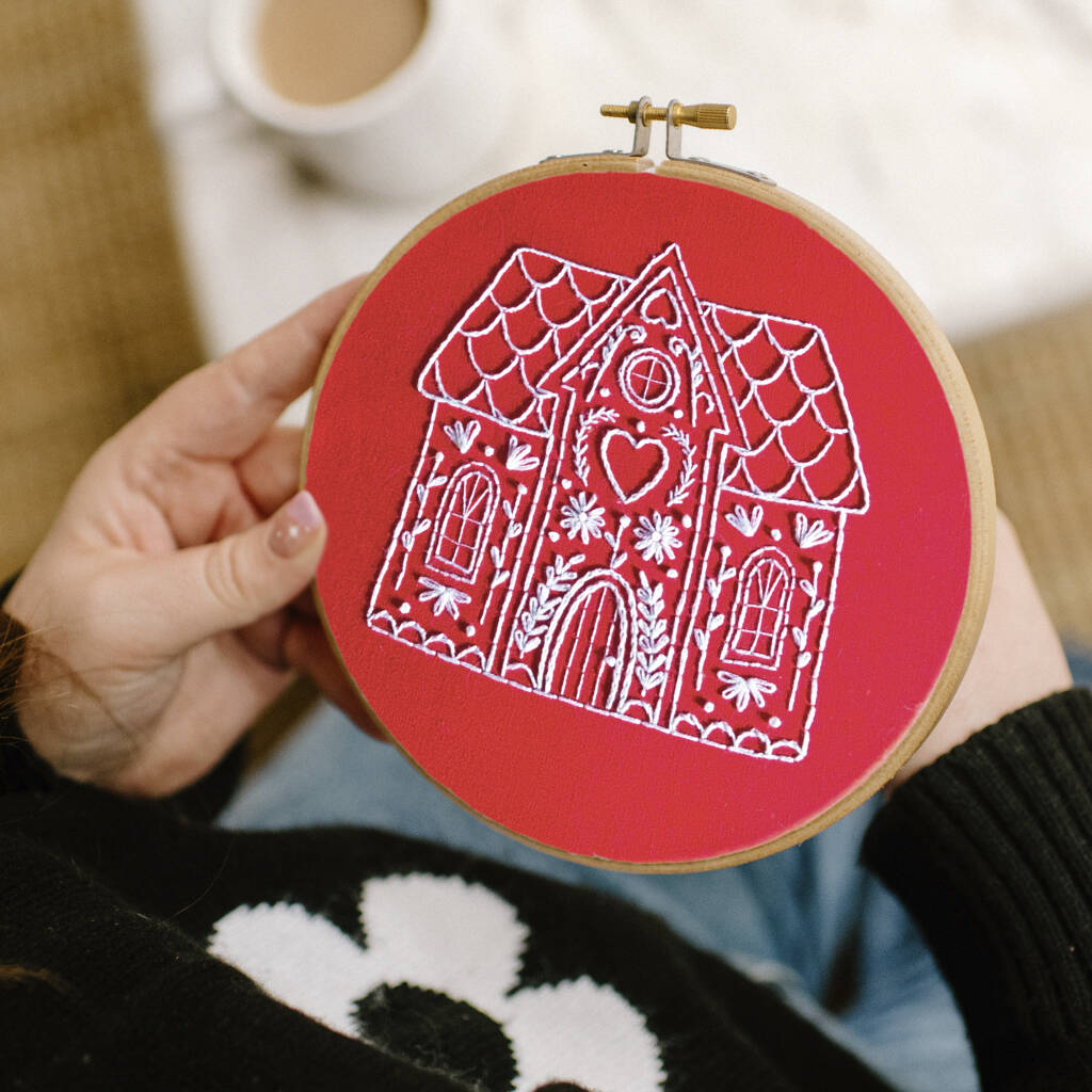 Gingerbread House Christmas Embroidery Kit, 1 of 6