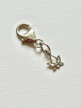 Sterling Silver 925 Clip On Lotus Charm, 4 of 6