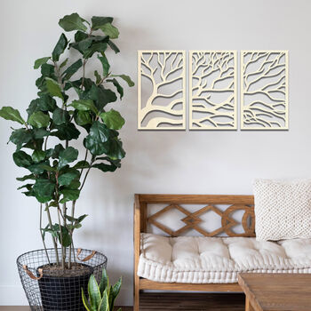 Abstract Tree Branches Triptych: Modern Wooden Decor, 7 of 9