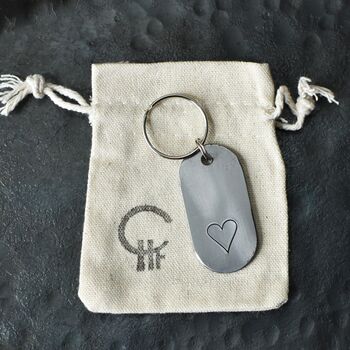 11th Anniversary Gift; Steel Dog Tag Key Ring, 12 of 12