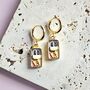 18ct Gold Plated Tinned Sardine Huggie Earrings, thumbnail 2 of 4