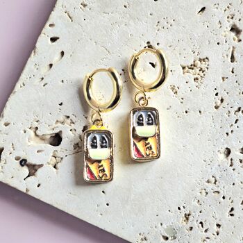 18ct Gold Plated Tinned Sardine Huggie Earrings, 2 of 4