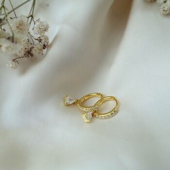 Gold Ear Stack, Small Gold Earrings With Free Name Pouch, 6 of 9