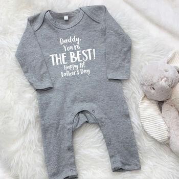 Daddy You're The Best Happy 1st Father's Day Babygrow, 6 of 9