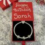 March Birthstone Charm Personalised Silver Bracelet, thumbnail 2 of 9