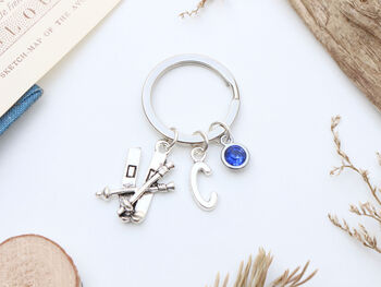 Personalised Skiing Keyring Ski Gift, Travel Keepsake, 3 of 7