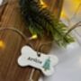 Personalised Clay Dog Christmas Decoration With Christmas Tree, thumbnail 1 of 2