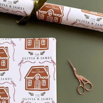 Personalised Gingerbread House Address Christmas Wrapping Paper, 3 of 3