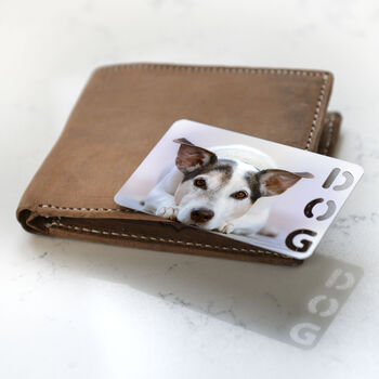 Personalised Photo Dog Cut Out Metal Wallet Card, 2 of 5