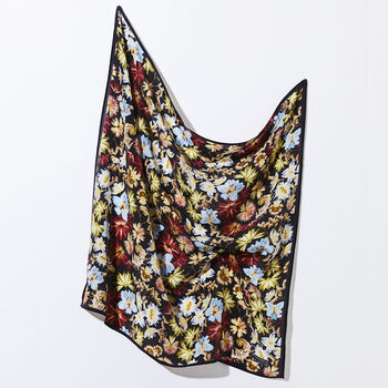 Kingscote Blue Floral Square Silk Scarf, 4 of 4