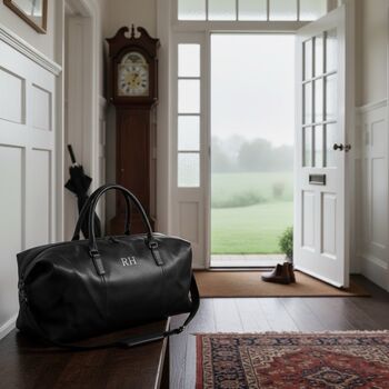Monogrammed Vegan Leather Weekender Holdall, 2 of 11
