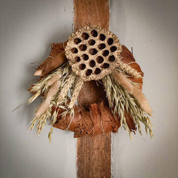 Dried Palm Fiber Wreath With Lotus, 2 of 4