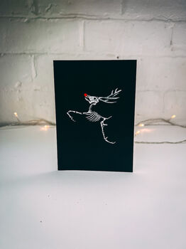 Skeleton Rudolph Gothic Christmas Card, 2 of 3
