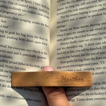 Personalised Wooded Page Holder, One Handed Opener, 3 of 4