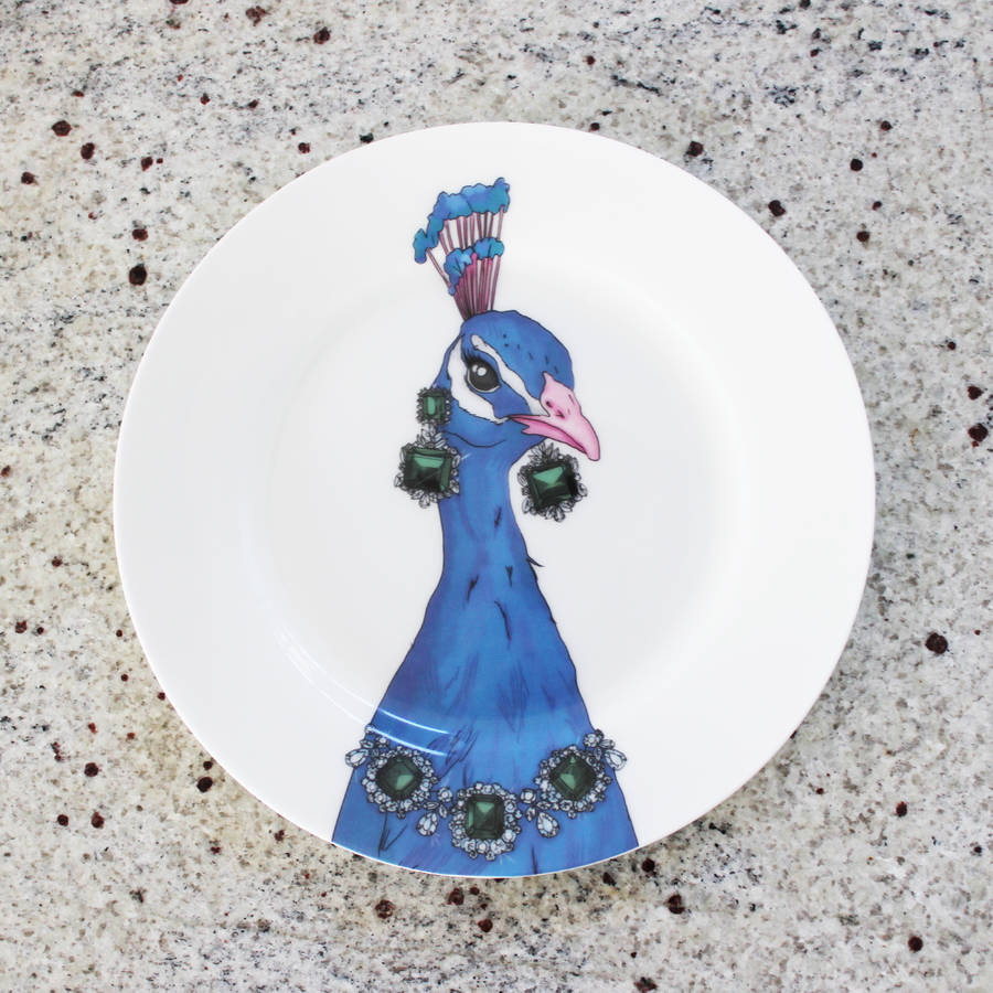 Peacock Print Illustrated Side Plate By Perky Notonthehighstreet Com