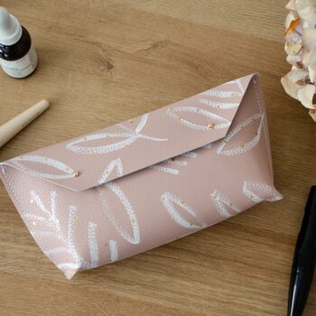 Personalised Botanical Recycled Leather Make Up Bag, 4 of 10