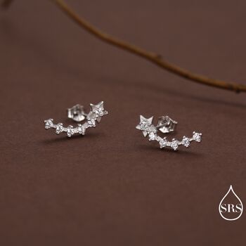 Shooting Star Dainty Ear Crawler Stud Earrings, 3 of 11