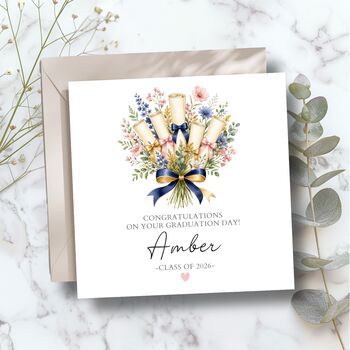 Graduation Floral Bouquet Card, She Did It Graduation Card For Her, Daughter, Granddaughter, 2 of 3