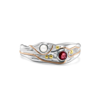 Silver Pearl And Ruby Ring, 3 of 7