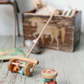 Wooden Push Along Toy Lawn Mower, 5 of 7